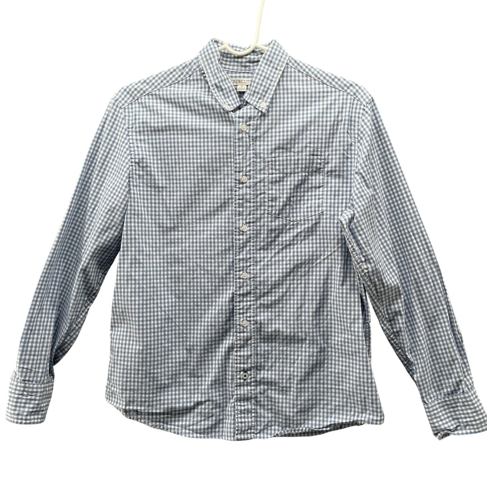 Crewcuts Button Down Shirt Boys 14 Blue Gingham Cotton Long Sleeve Casual Pocket